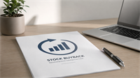 A document labeled "Stock Buyback" rests on a desk beside a pen and laptop.