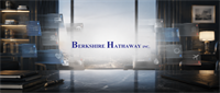 Berkshire Hathaway Inc. logo displayed above an office desk with icons representing various industry sectors.