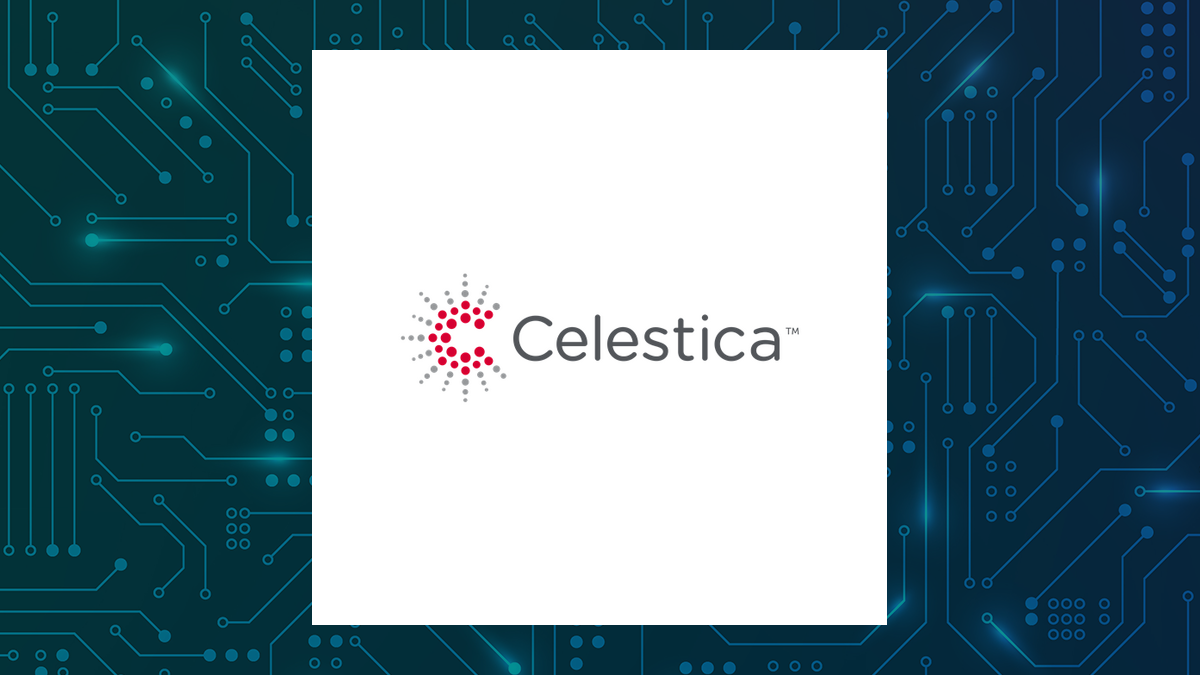 Celestica logo with Computer and Technology background
