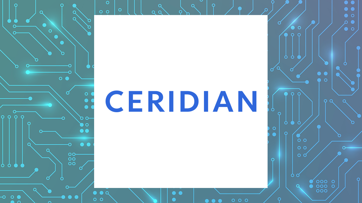 Ceridian HCM logo with Computer and Technology background
