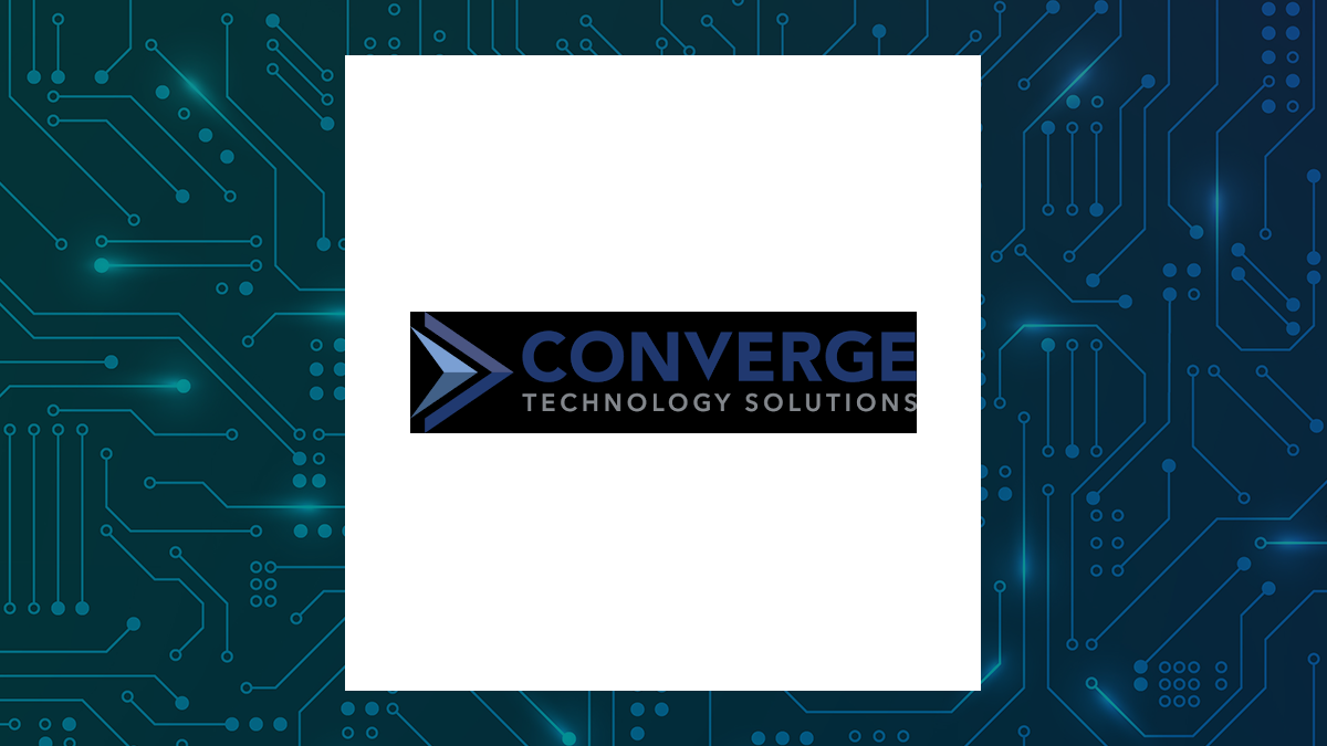 Converge Technology Solutions logo with Computer and Technology background