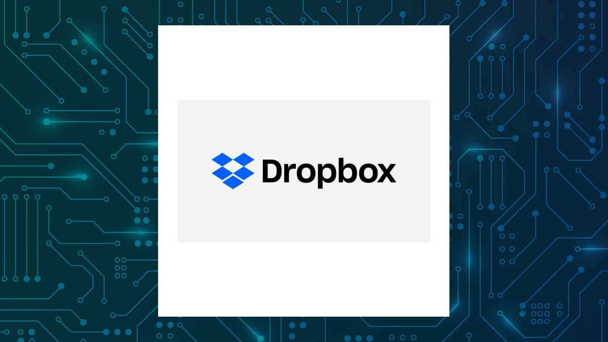 Dropbox logo with Computer and Technology background