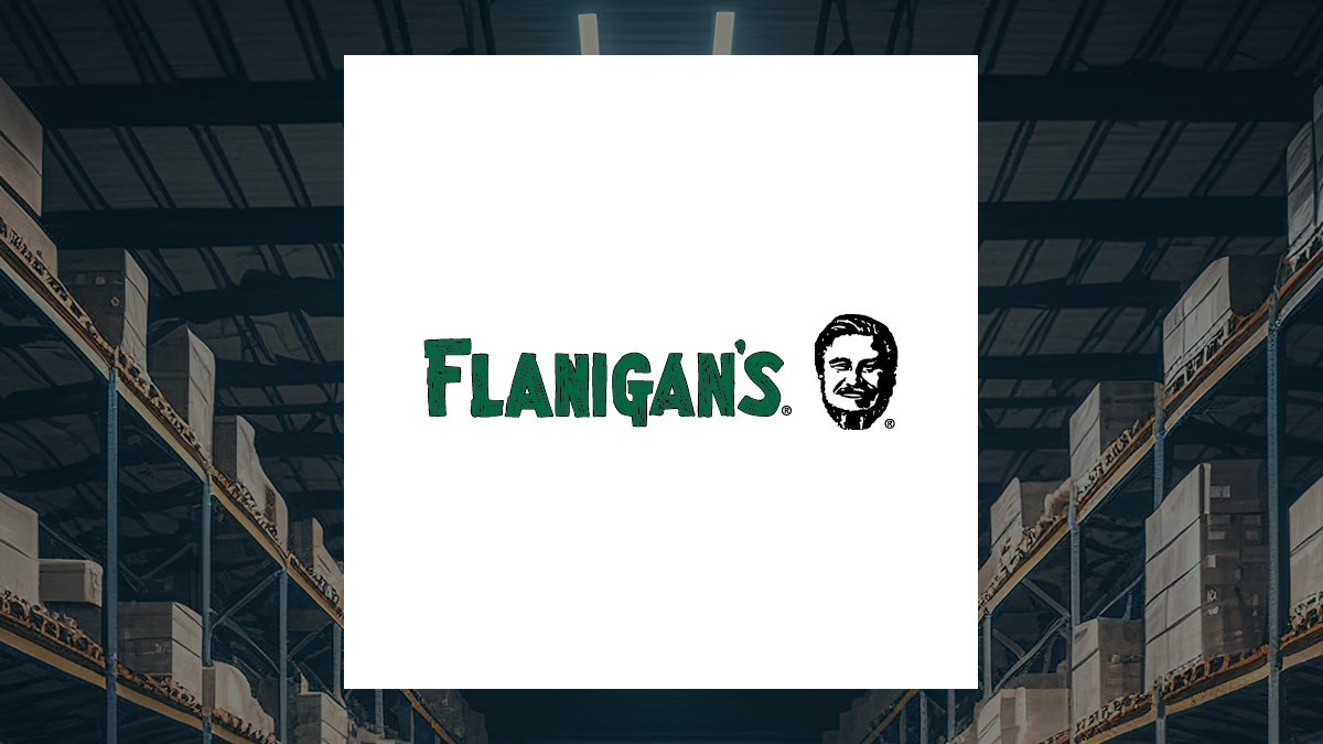 Flanigan's Enterprises logo with Retail/Wholesale background