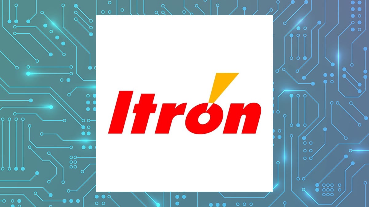 Itron logo with Computer and Technology background