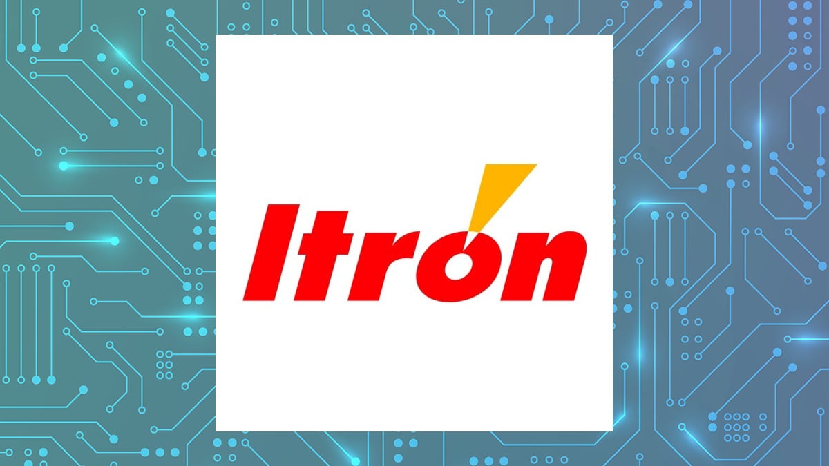 Itron logo with Computer and Technology background