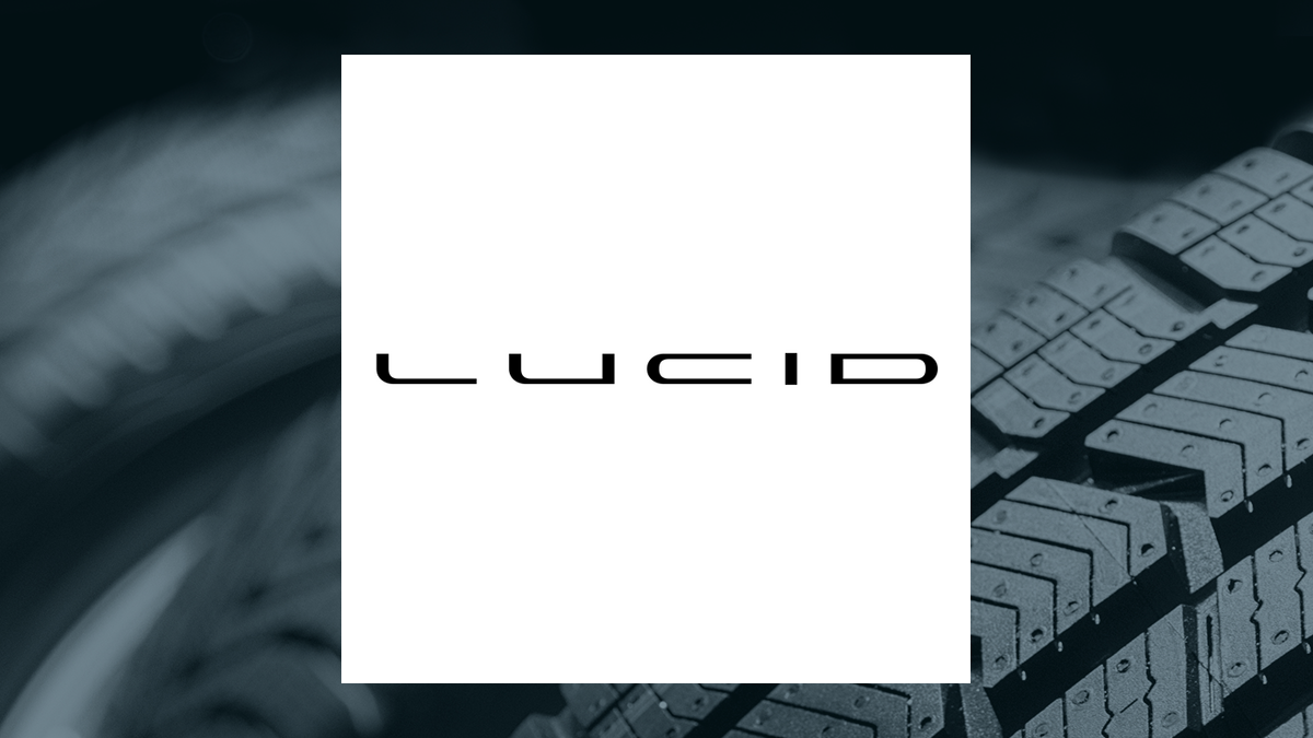 Lucid Group logo with Auto/Tires/Trucks background