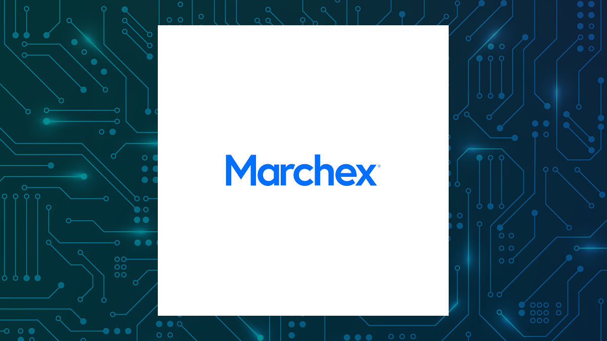 Marchex logo with Computer and Technology background