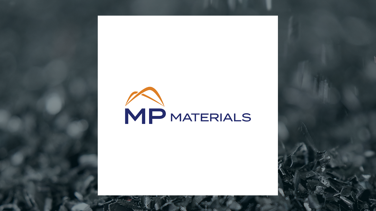 MP Materials logo with Basic Materials background