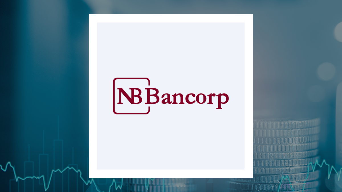 NB Bancorp logo with Finance background