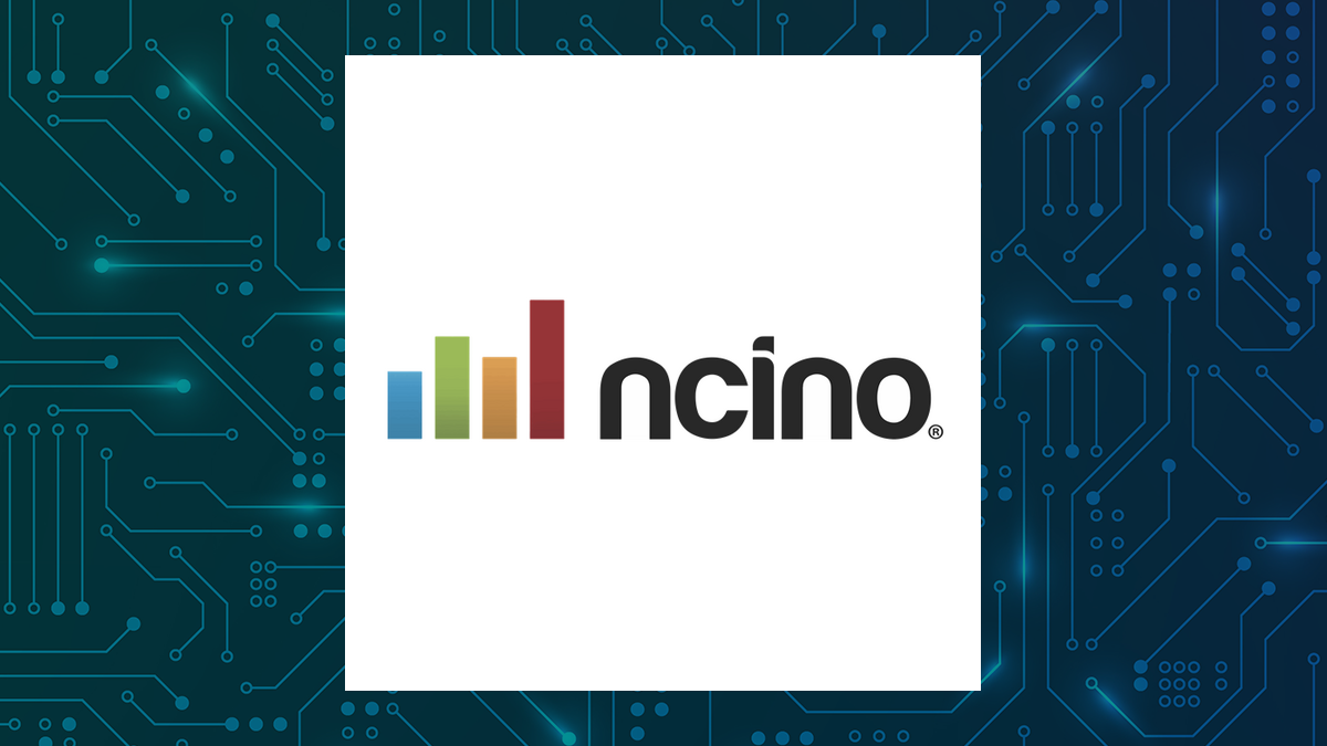 nCino logo with Computer and Technology background