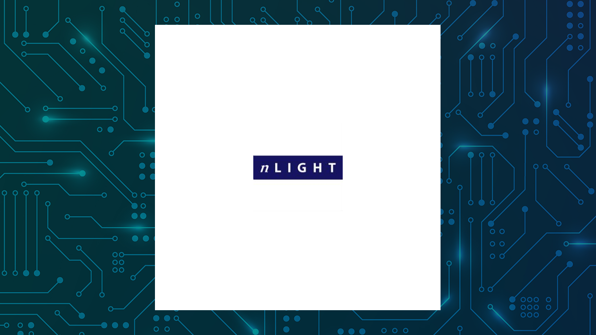 nLIGHT logo with Computer and Technology background
