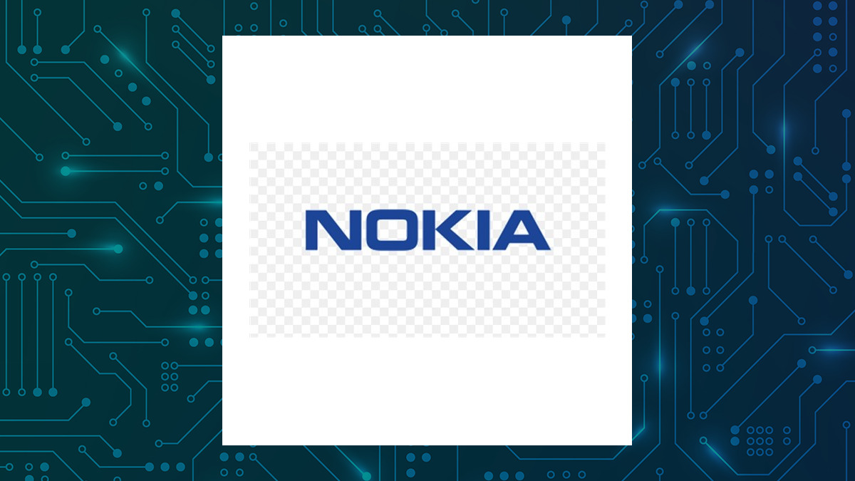 Nokia Oyj logo with Computer and Technology background