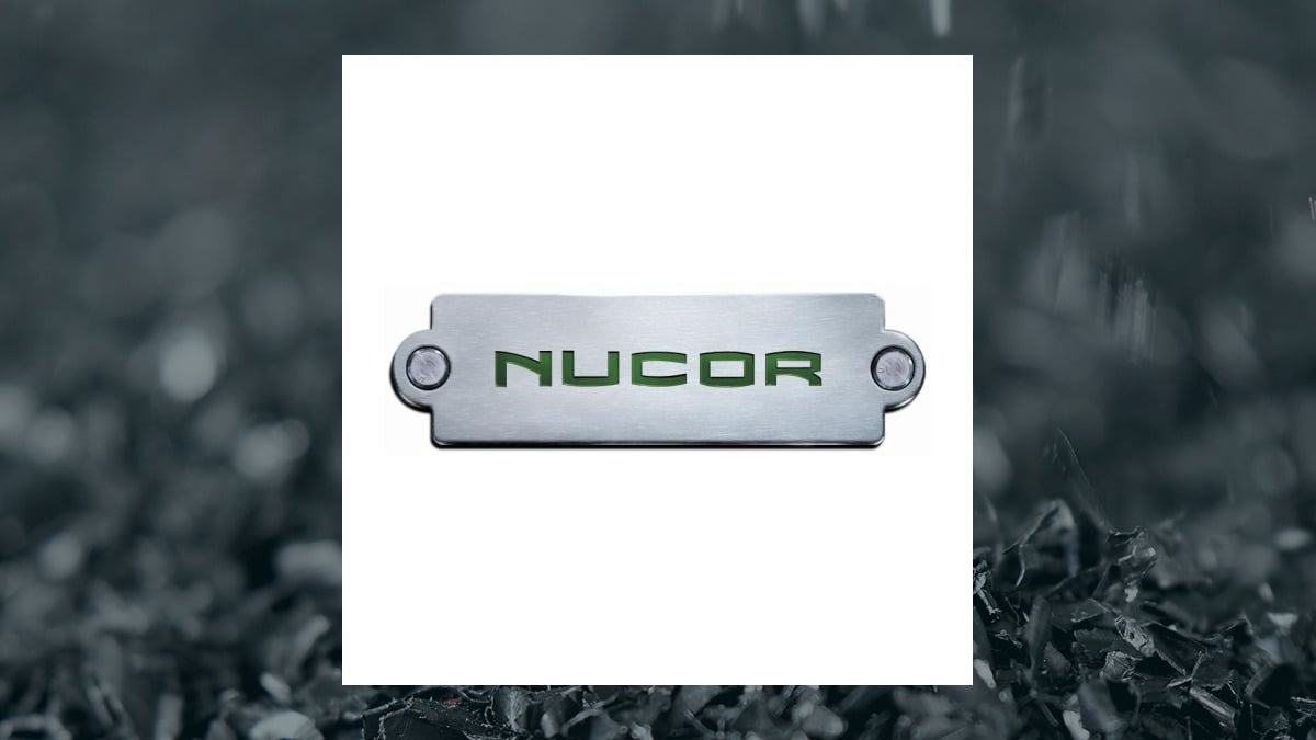 Nucor logo with Basic Materials background