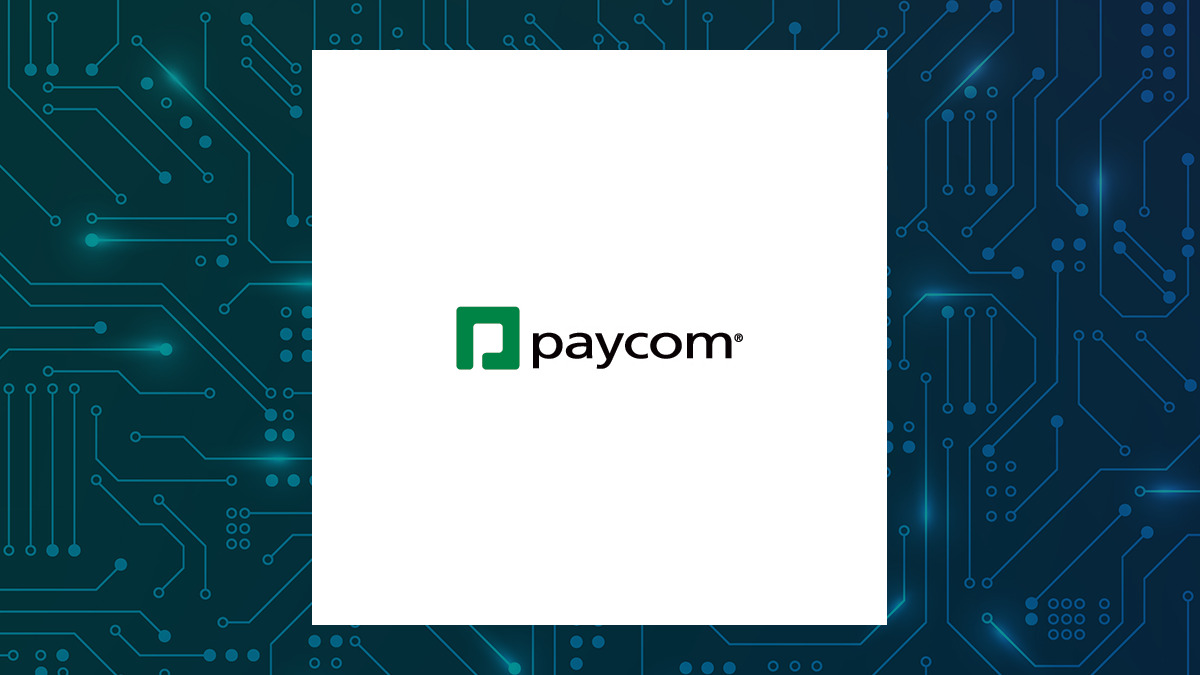 Paycom Software logo with Technology background