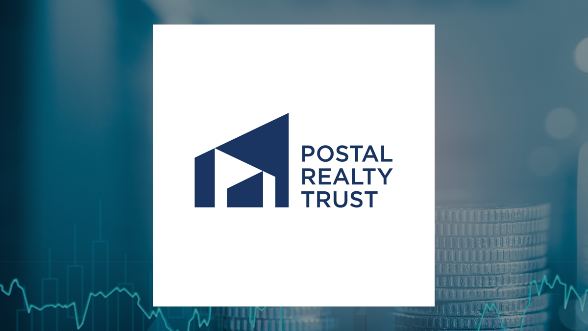 Postal Realty Trust logo with Finance background