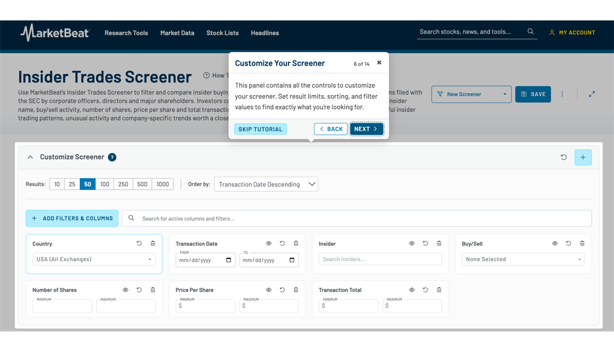MarketBeat Enhances Earnings and Insider Trades Screeners With New Research Features