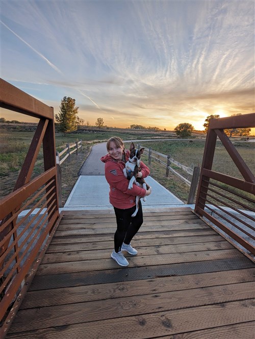 Bekah Van Maanen and her B-Squad adopted dog, Bowser.