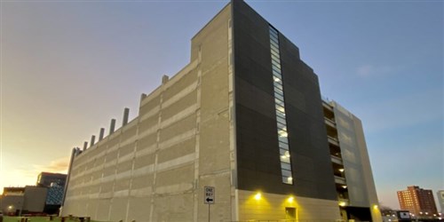 Picture of downtown parking ramp before the mural.