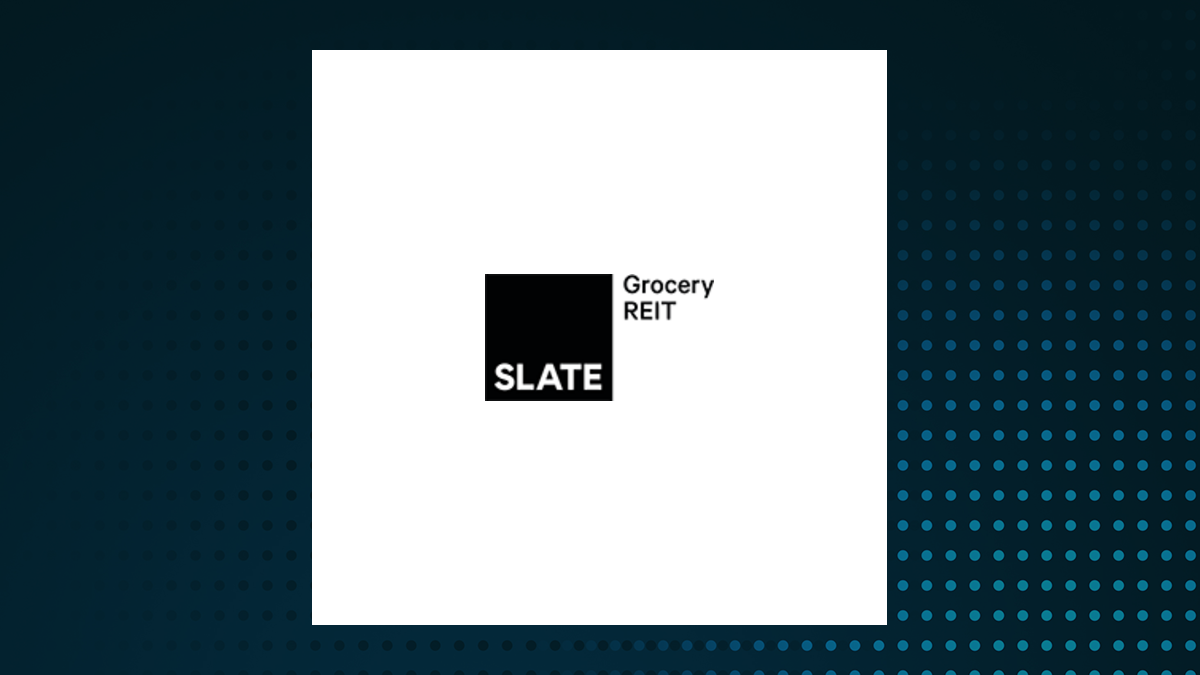 Slate Grocery REIT logo with Real Estate background