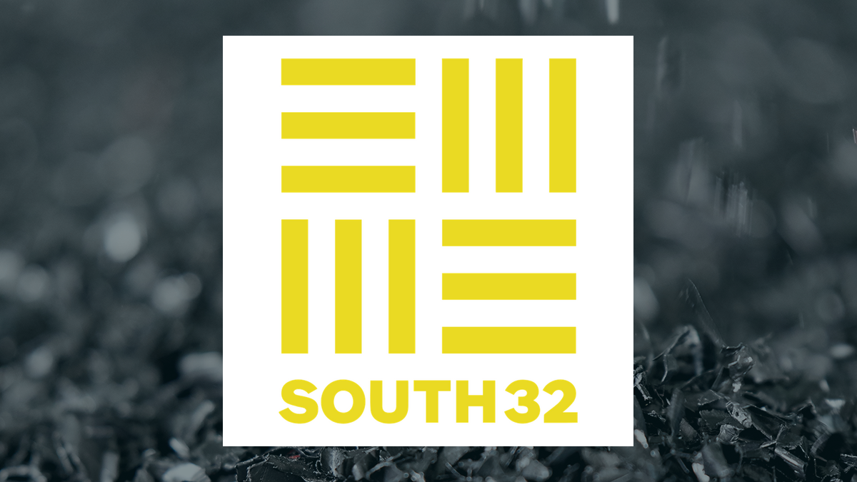 South32 logo with Basic Materials background