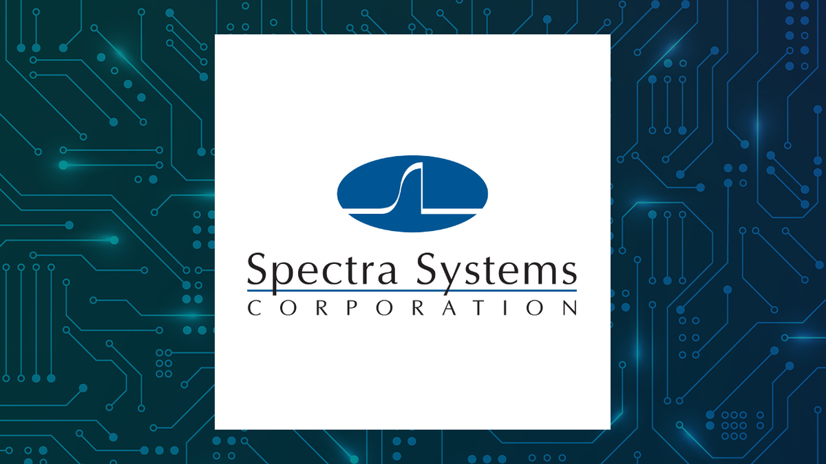Spectra Systems logo with Computer and Technology background