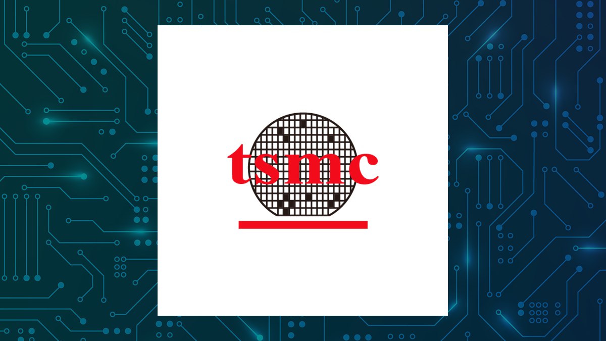 Taiwan Semiconductor Manufacturing logo with Computer and Technology background