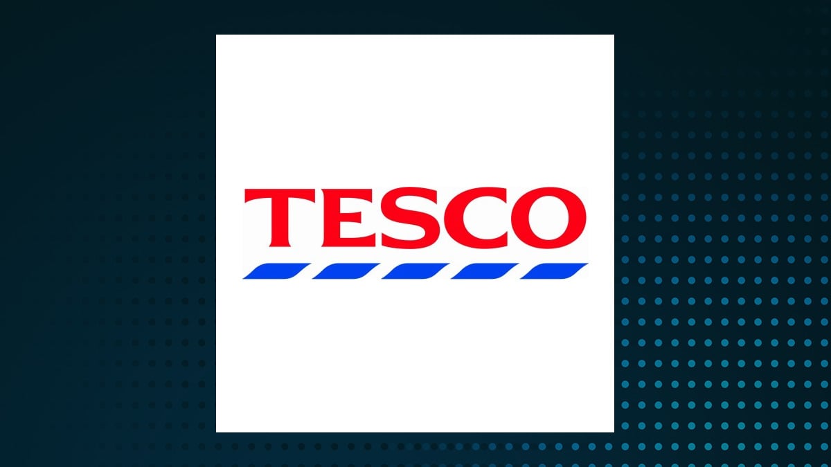 Tesco logo with Consumer Defensive background