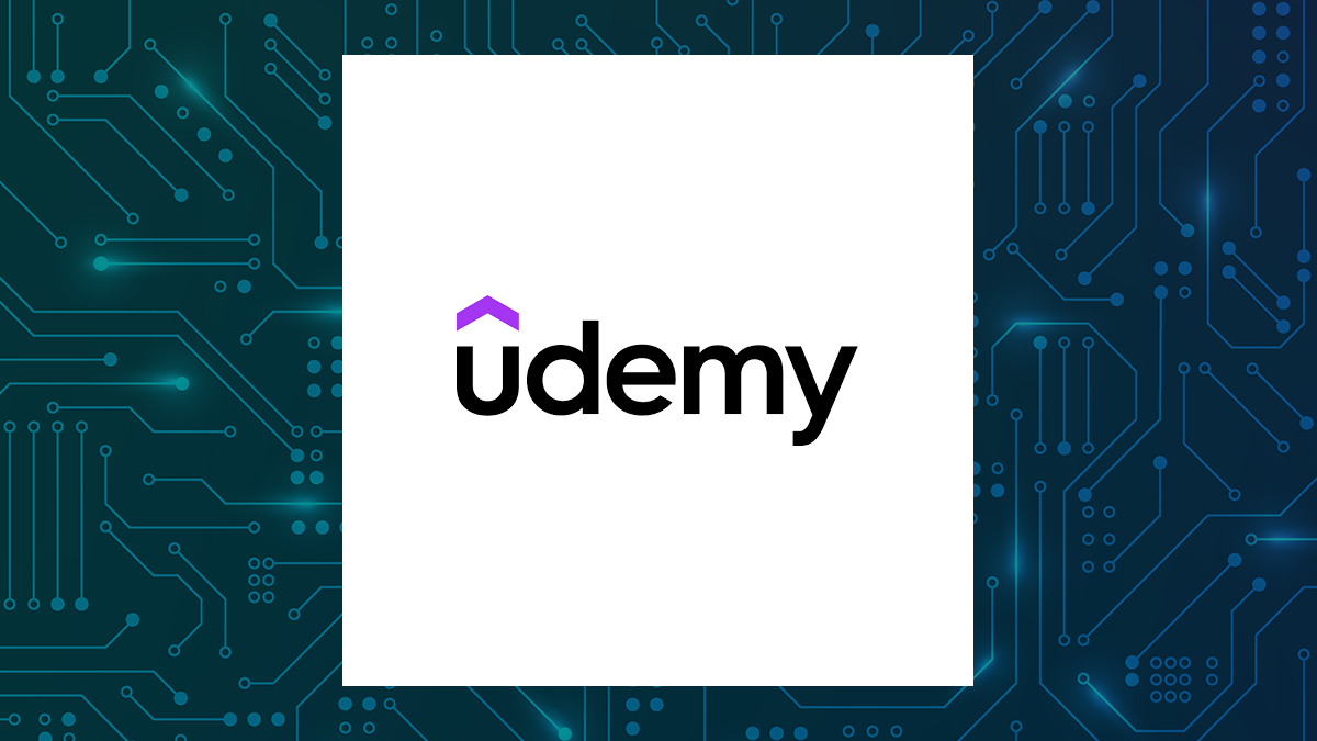 Udemy logo with Computer and Technology background