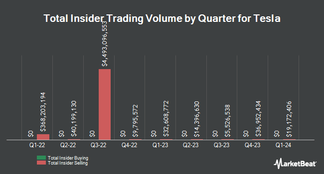 Insider Buying and Selling by Quarter for Tesla (NASDAQ:TSLA)