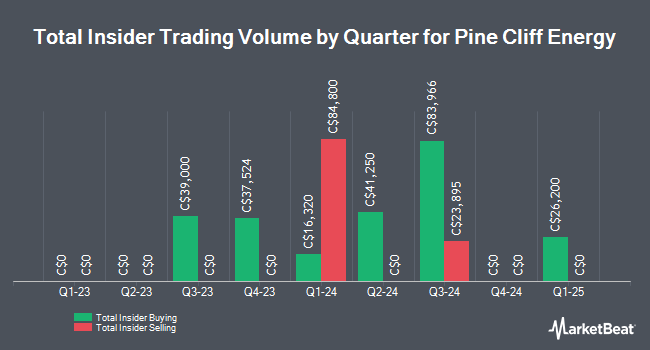 Insider Buying and Selling by Quarter for Pine Cliff Energy (TSE:PNE)